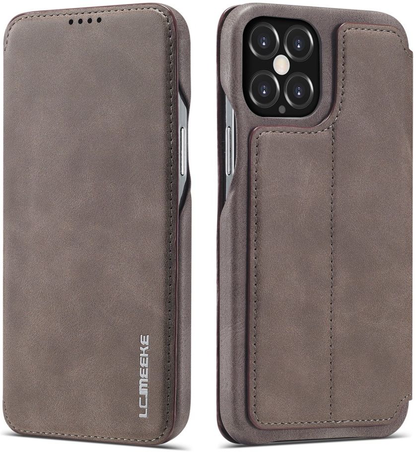 LC.IMEEKE Apple iPhone 12 / 12 Pro Hoesje Retro Portemonnee Grijs afbeelding 8