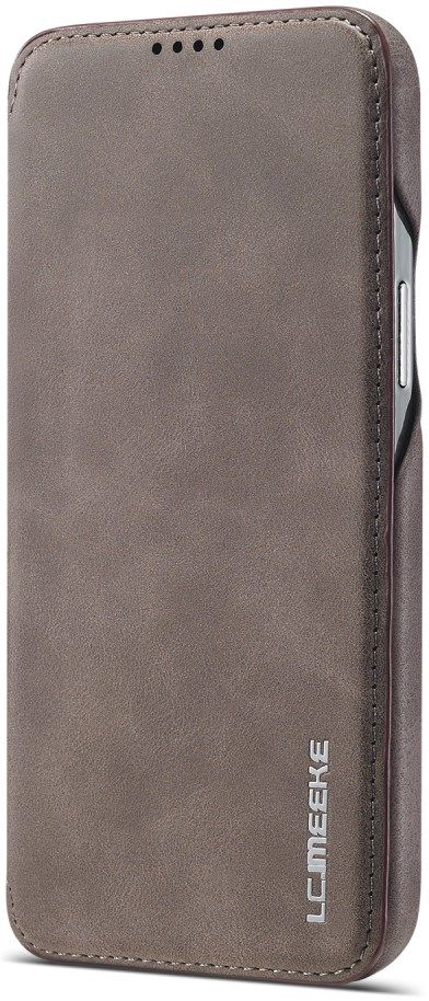 LC.IMEEKE Apple iPhone 12 / 12 Pro Hoesje Retro Portemonnee Grijs afbeelding 3
