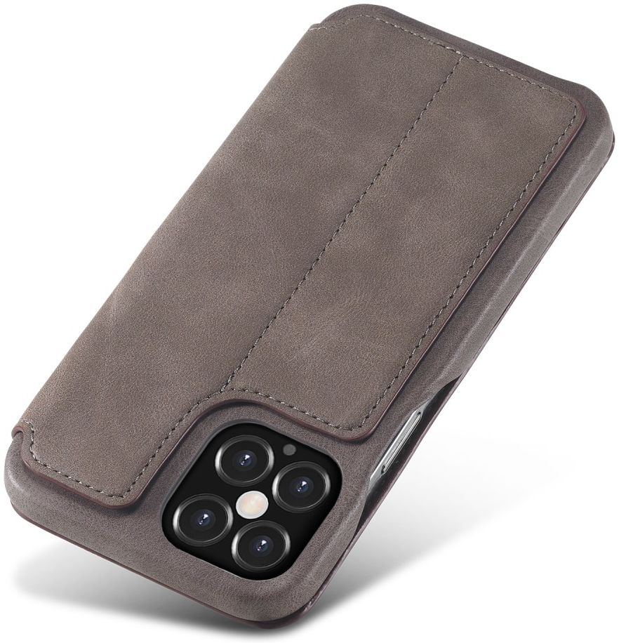 LC.IMEEKE Apple iPhone 12 / 12 Pro Hoesje Retro Portemonnee Grijs afbeelding 4