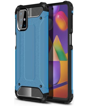 Samsung Galaxy M31s Hoesje Shock Proof Hybride Back Cover Lichtblauw Hoesjes