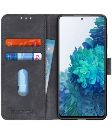 KHAZNEH Samsung Galaxy S20 FE Hoesje Retro Wallet Book Case Zwart Hoesjes