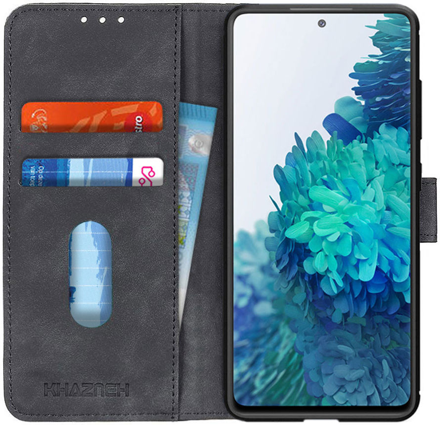 KHAZNEH Samsung Galaxy S20 FE Hoesje Retro Wallet Book Case Zwart afbeelding 1