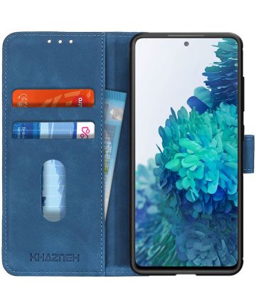 KHAZNEH Samsung Galaxy S20 FE Hoesje Vintage Wallet Book Case Blauw Hoesjes