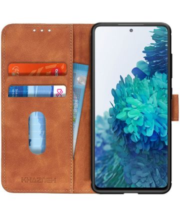 KHAZNEH Samsung Galaxy S20 FE Hoesje Retro Wallet Book Case Bruin Hoesjes