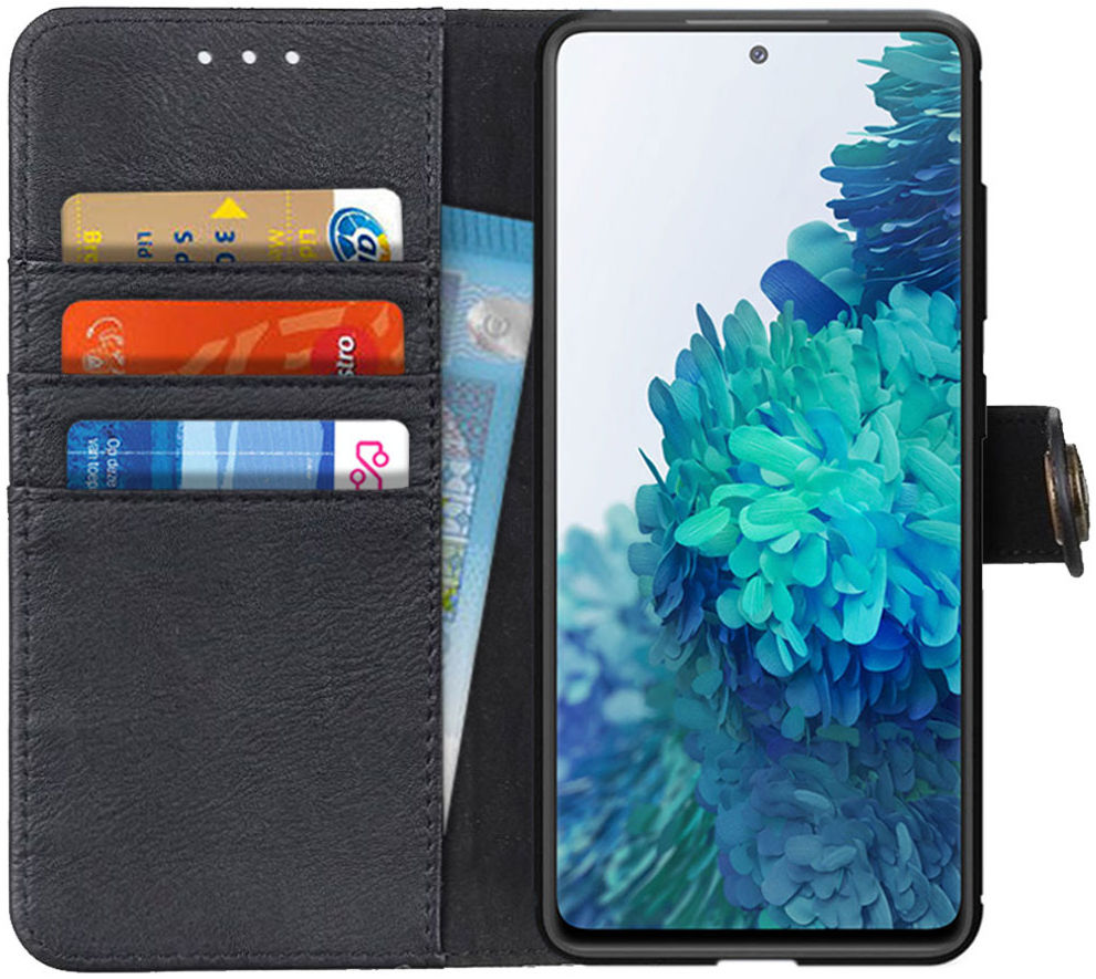 Samsung Galaxy S20 FE Hoesje Vintage Wallet Book Case Zwart afbeelding 1