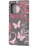 Samsung Galaxy S20 FE Portemonnee Hoesje Print Roze Vlinders