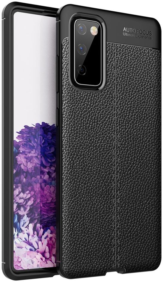 Samsung Galaxy S20 FE Litchi Hoesje TPU met Leren Textuur Zwart afbeelding 1