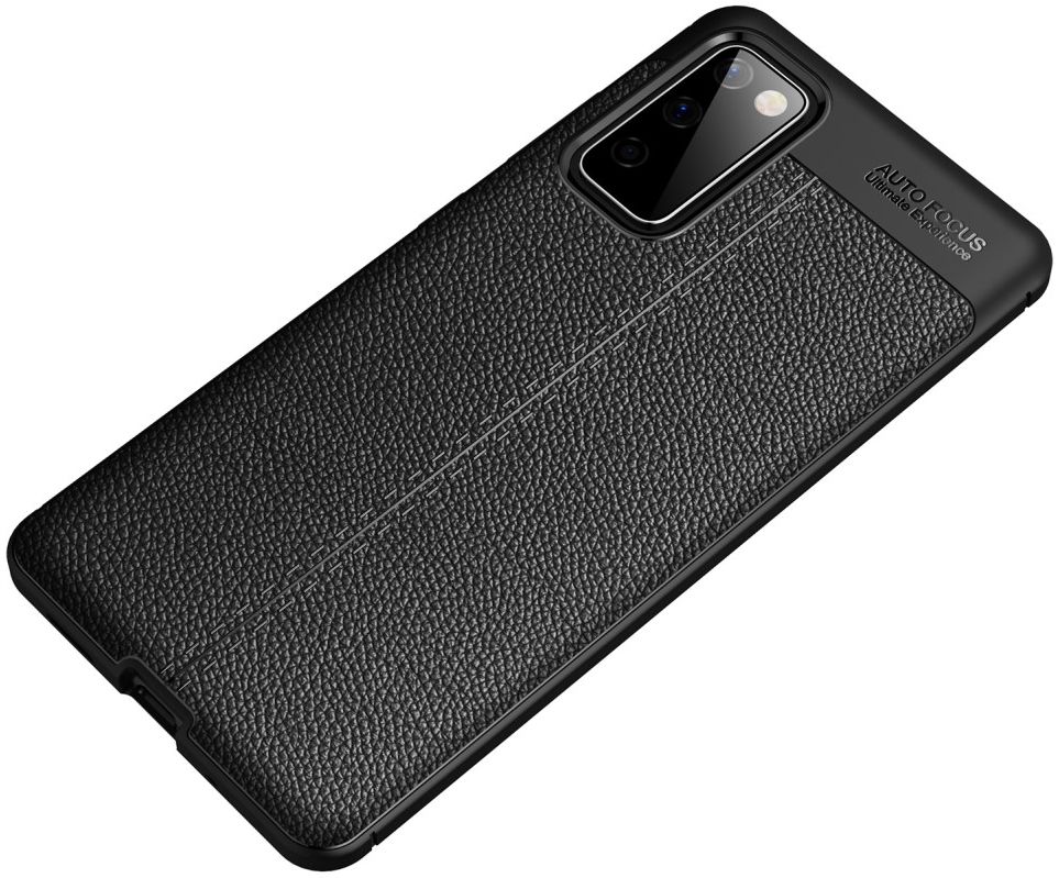 Samsung Galaxy S20 FE Litchi Hoesje TPU met Leren Textuur Zwart afbeelding 3