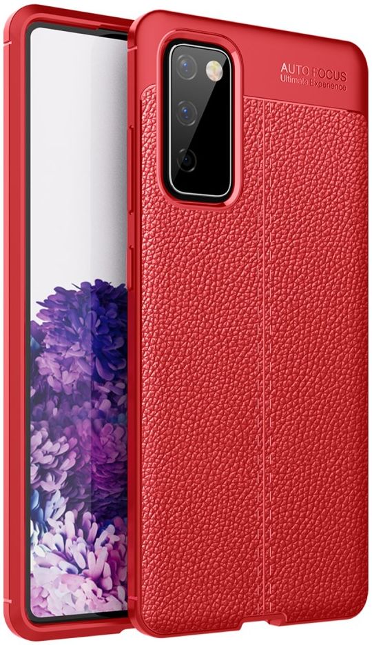 Samsung Galaxy S20 FE Litchi Hoesje TPU met Leren Textuur Rood afbeelding 1