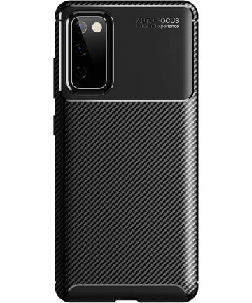 Samsung Galaxy S20 FE Hoesje Siliconen Carbon TPU Back Cover Zwart Hoesjes