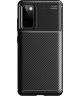 Samsung Galaxy S20 FE Hoesje Siliconen Carbon TPU Back Cover Zwart
