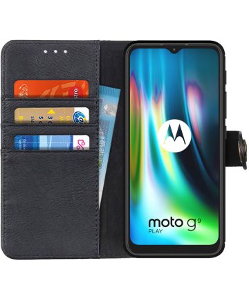 Motorola Moto G9 Play / Moto E7 Plus Hoesje Vintage Wallet Zwart Hoesjes
