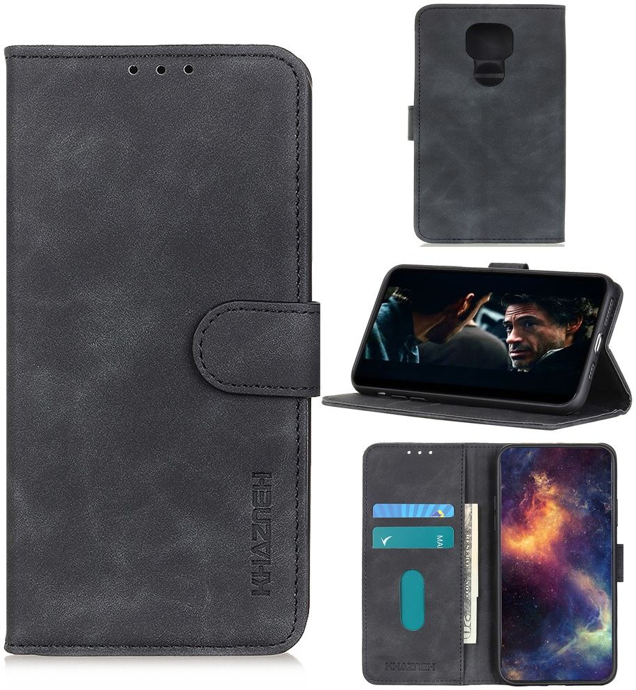 Motorola Moto G9 Play / Moto E7 Plus Hoesje Vintage Wallet Zwart afbeelding 2
