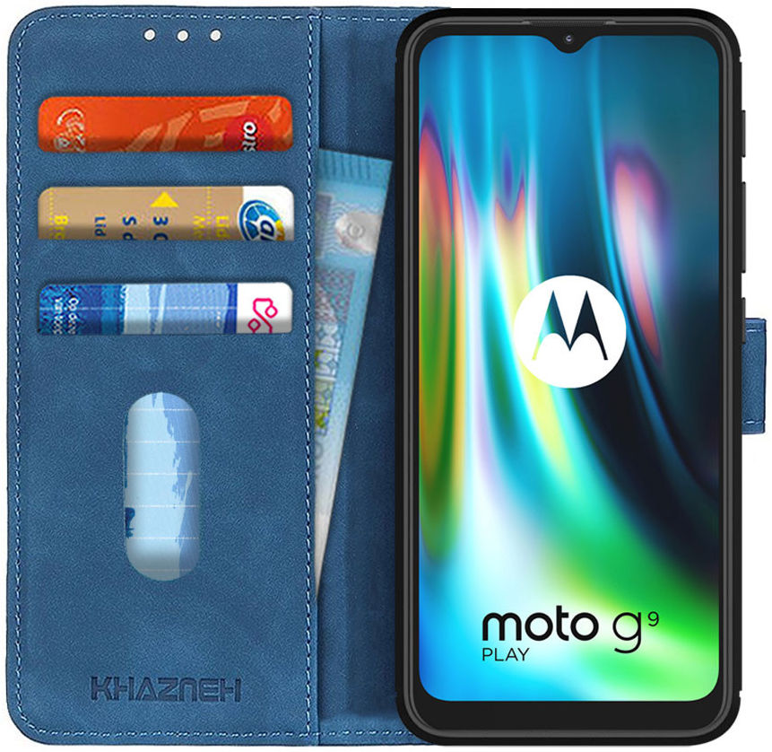 Motorola Moto G9 Play / Moto E7 Plus Hoesje Vintage Wallet Blauw afbeelding 1