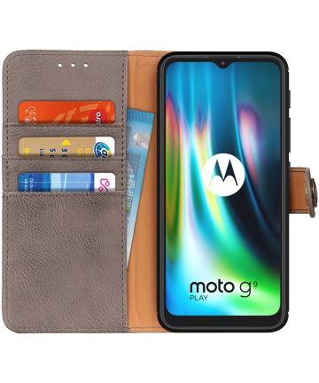 Motorola Moto G9 Play / Moto E7 Plus Hoesje Portemonnee Vintage Grijs Hoesjes