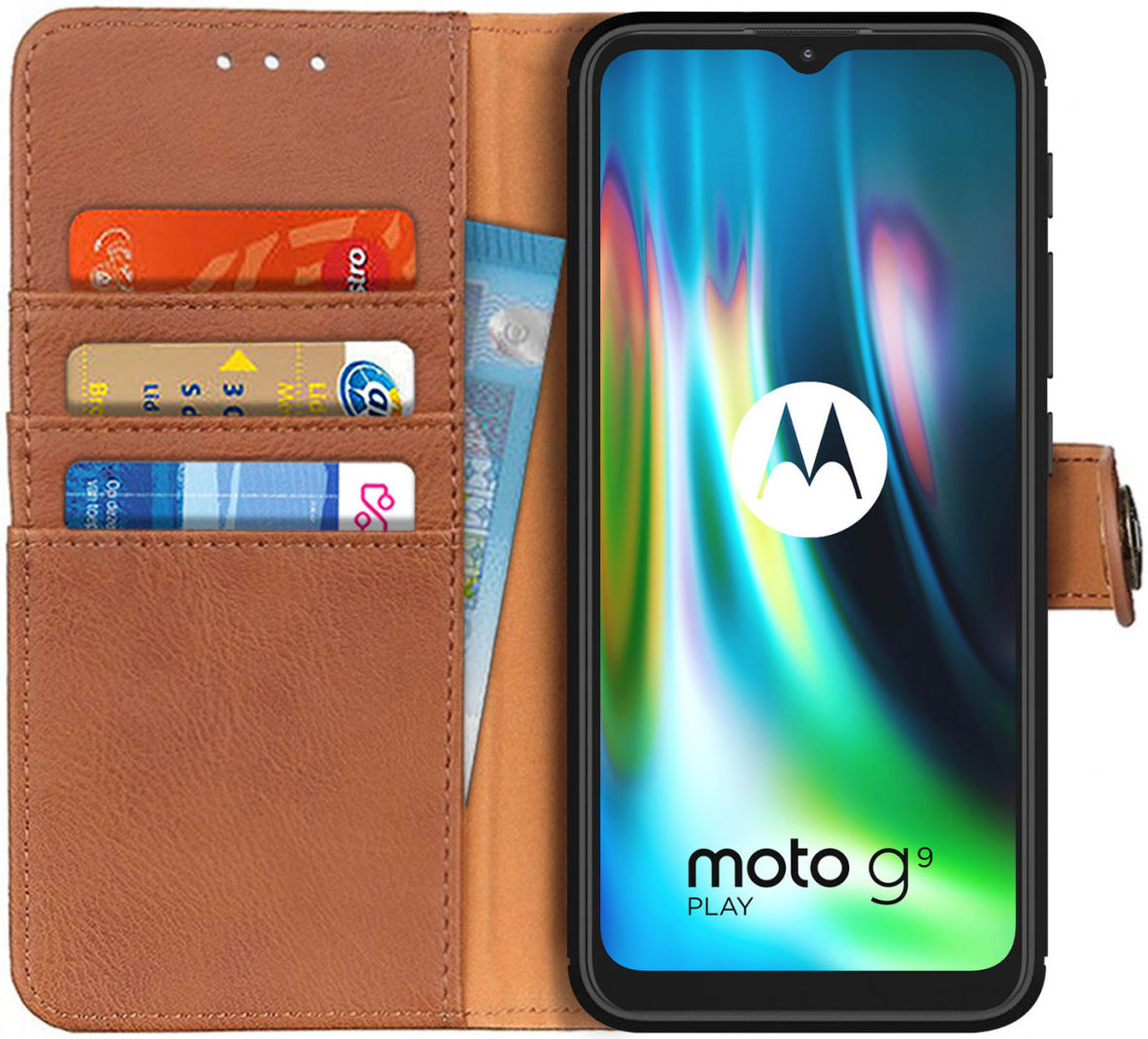 Motorola Moto G9 Play / Moto E7 Plus Hoesje Portemonnee Vintage Bruin afbeelding 1