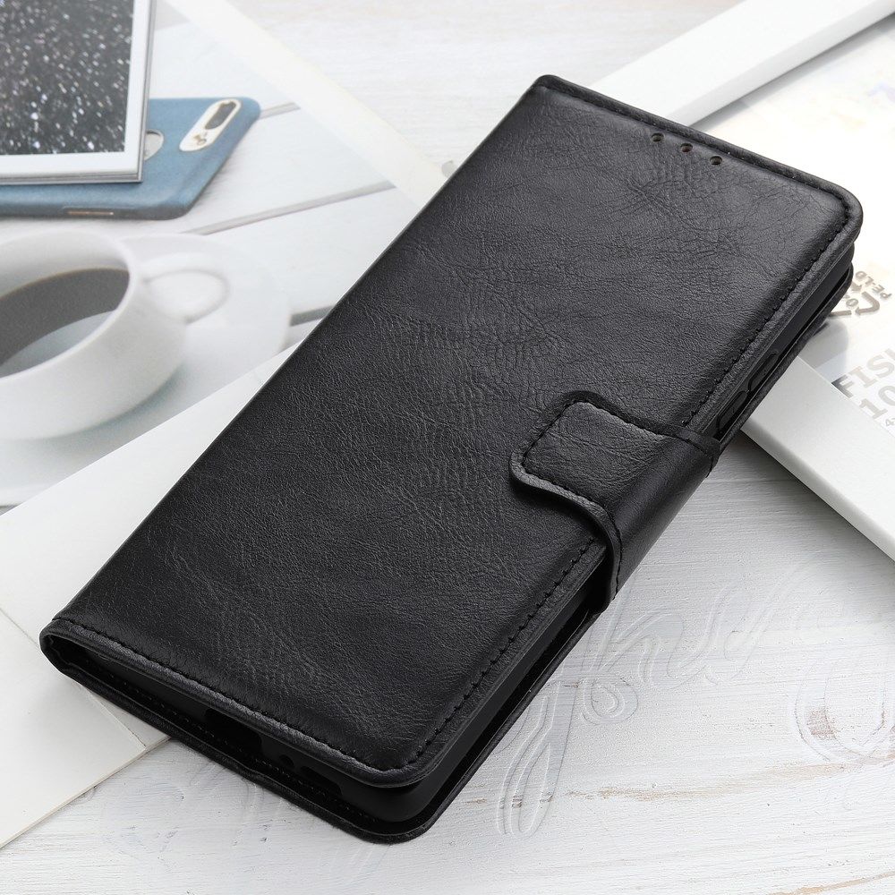 Xiaomi Redmi 9C Portemonnee Stand Hoesje Crazy Horse Zwart afbeelding 4