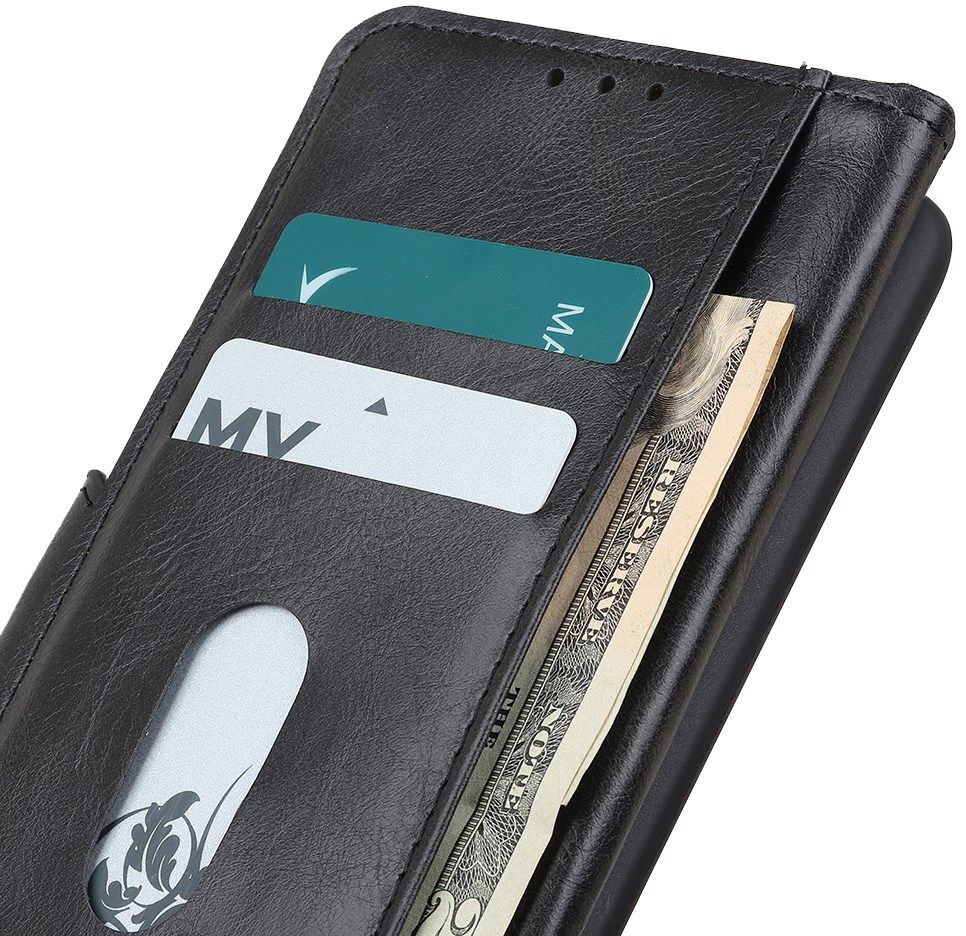 Xiaomi Redmi 9C Portemonnee Stand Hoesje Crazy Horse Zwart afbeelding 6