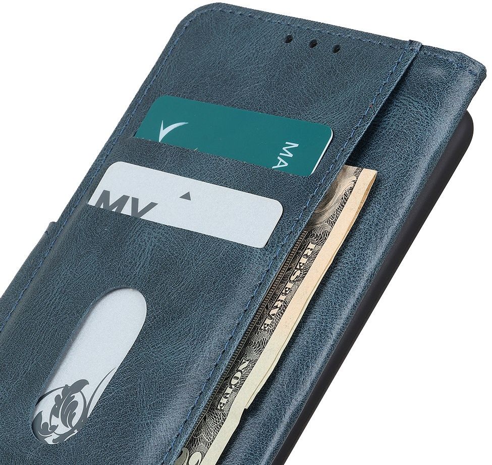 Xiaomi Redmi 9C Portemonnee Stand Hoesje Crazy Horse Blauw afbeelding 6