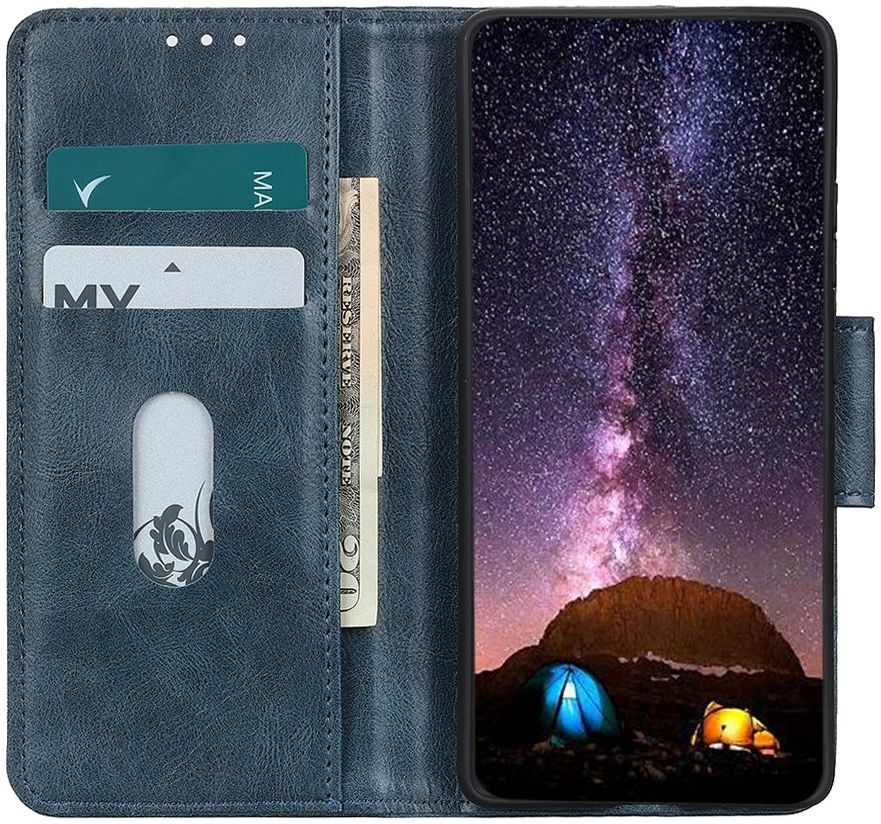 Xiaomi Redmi 9C Portemonnee Stand Hoesje Crazy Horse Blauw afbeelding 1
