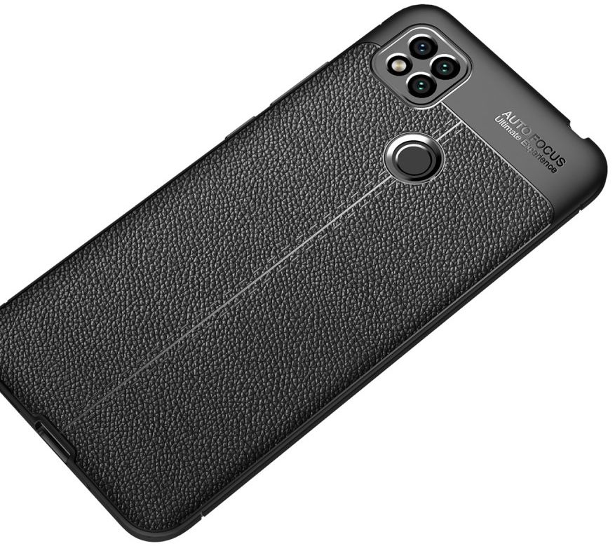 Xiaomi Redmi 9C  Litchi Hoesje TPU Met Leren Textuur Zwart afbeelding 3