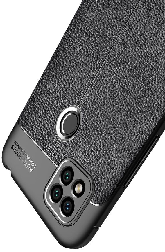 Xiaomi Redmi 9C  Litchi Hoesje TPU Met Leren Textuur Zwart afbeelding 5