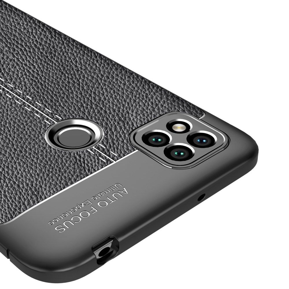 Xiaomi Redmi 9C  Litchi Hoesje TPU Met Leren Textuur Zwart afbeelding 6