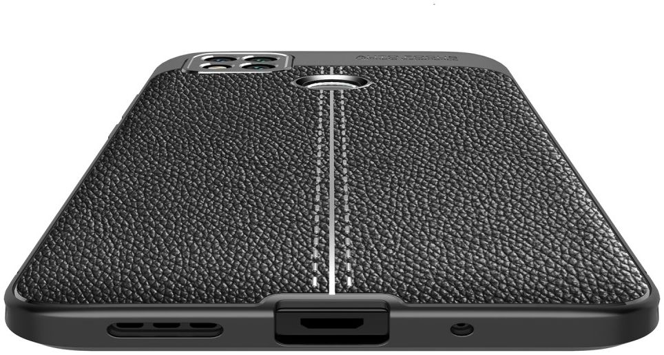 Xiaomi Redmi 9C  Litchi Hoesje TPU Met Leren Textuur Zwart afbeelding 8