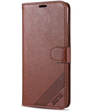 AZNS Xiaomi Redmi 9C Hoesje Wallet Book Case Kunst Leer Bruin Hoesjes