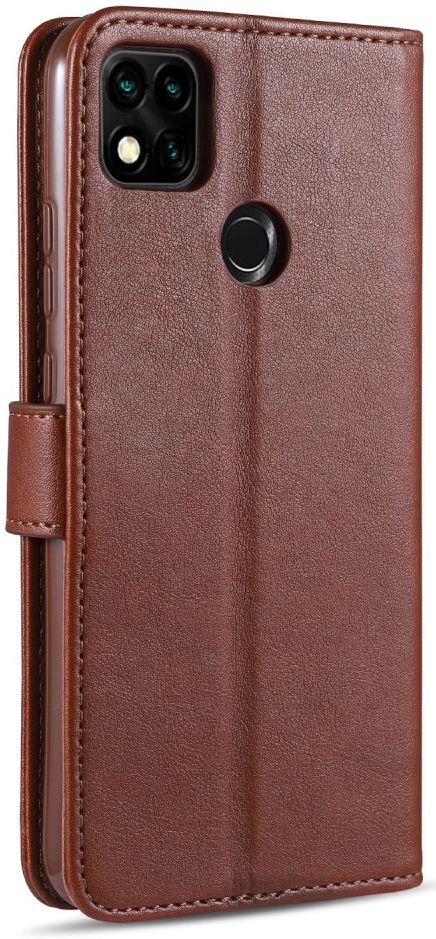 AZNS Xiaomi Redmi 9C Hoesje Wallet Book Case Kunst Leer Bruin afbeelding 4
