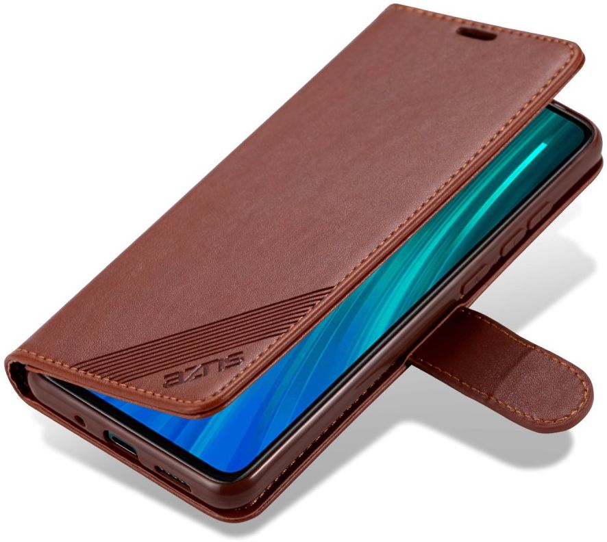 AZNS Xiaomi Redmi 9C Hoesje Wallet Book Case Kunst Leer Bruin afbeelding 5