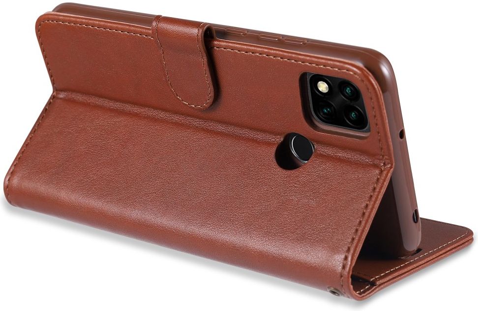 AZNS Xiaomi Redmi 9C Hoesje Wallet Book Case Kunst Leer Bruin afbeelding 8