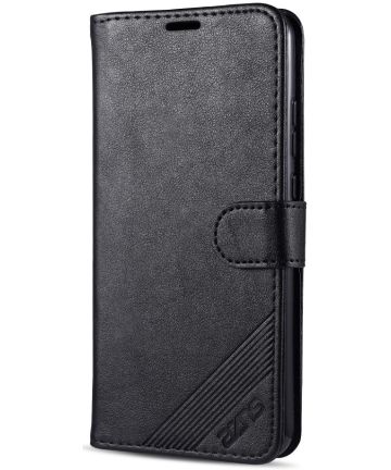 AZNS Xiaomi Redmi 9C Hoesje Wallet Book Case Kunst Leer Zwart Hoesjes