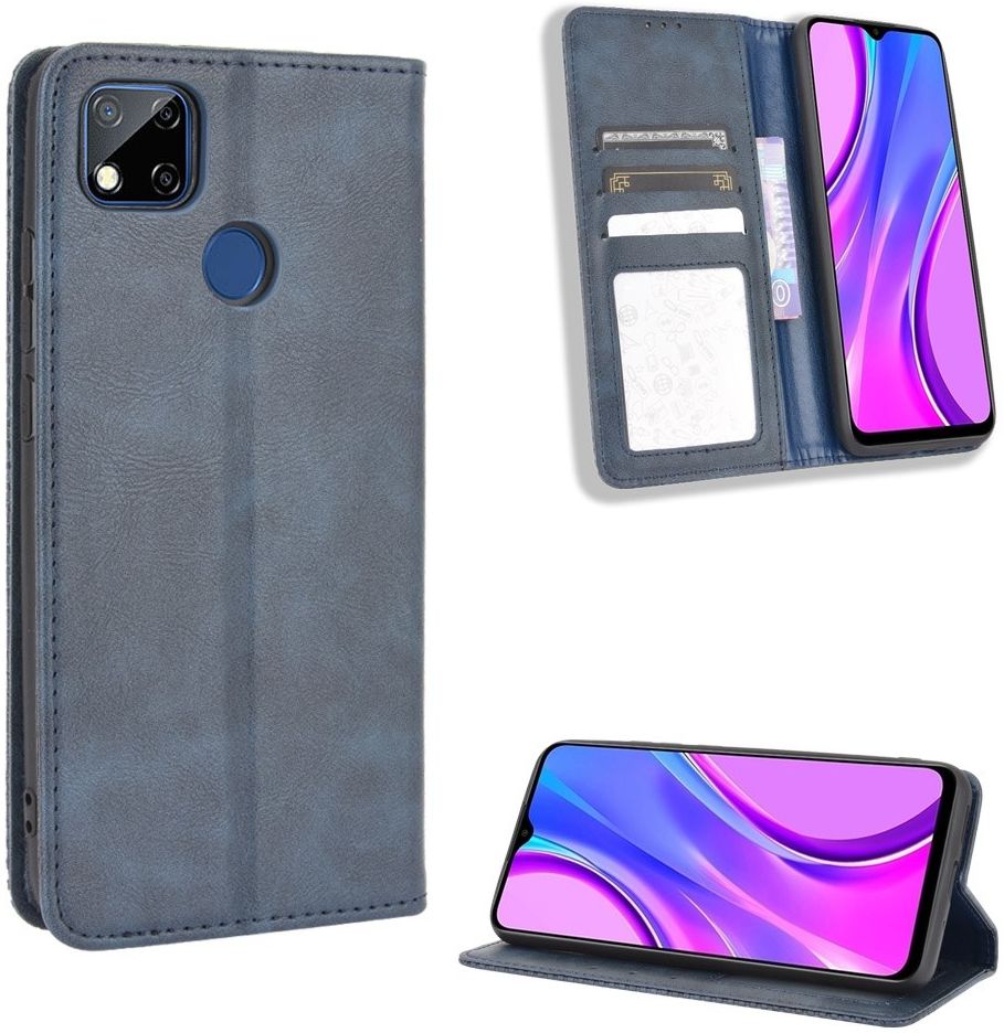 Xiaomi Redmi 9C Retro Portemonnee Hoesje Blauw afbeelding 3