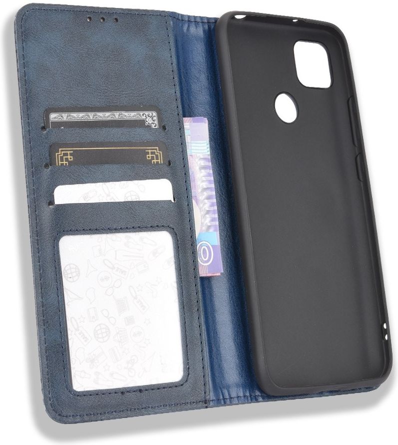 Xiaomi Redmi 9C Retro Portemonnee Hoesje Blauw afbeelding 7