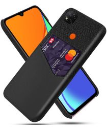 Xiaomi Redmi 9C Stoffen Hoesje met Kaartsleuf Zwart