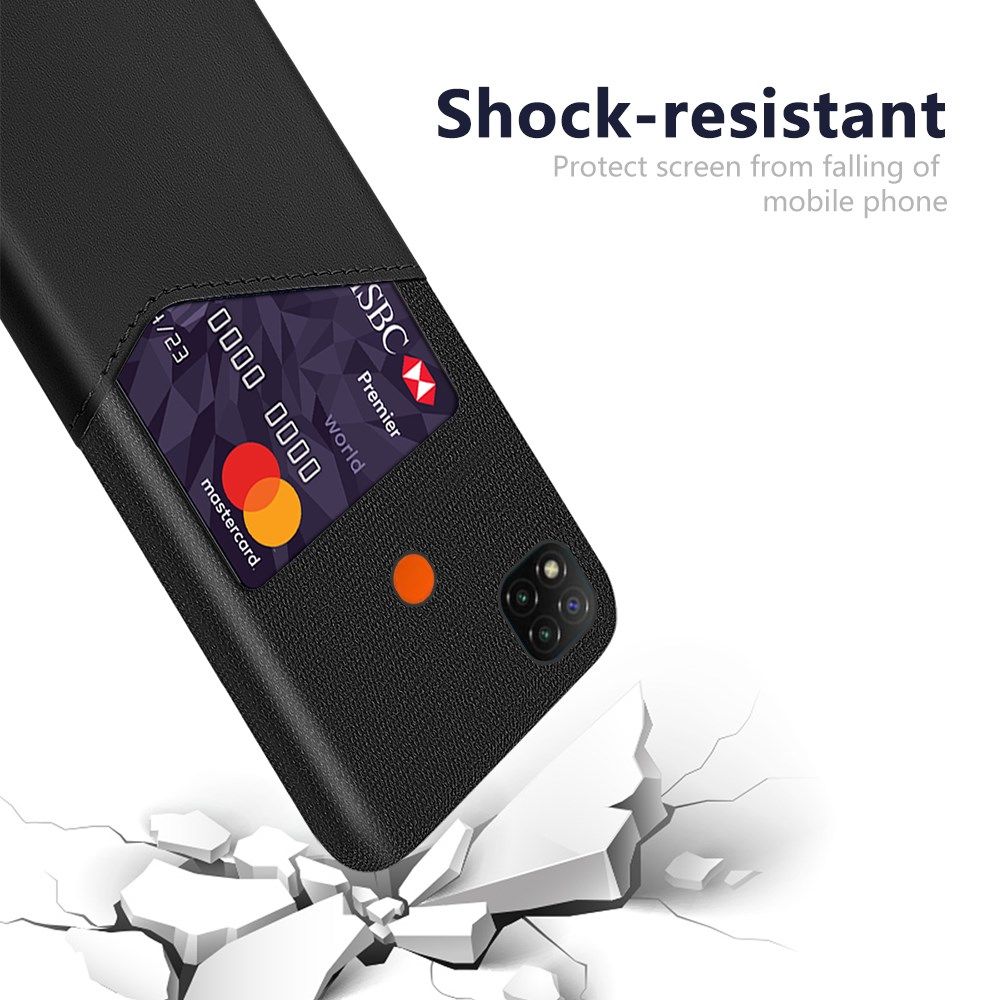 Xiaomi Redmi 9C Stoffen Hoesje met Kaartsleuf Zwart afbeelding 2