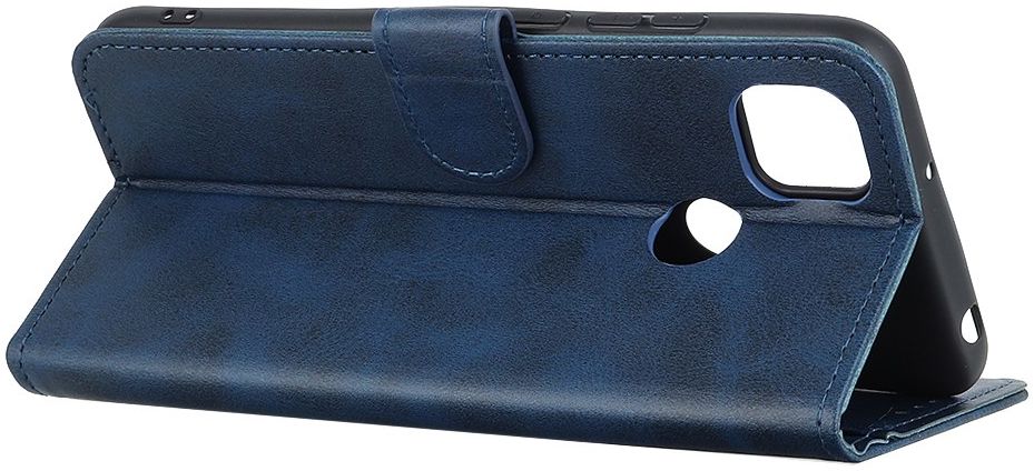 Google Pixel 5 Hoesje Wallet Stand Kunst Leer Blauw afbeelding 7