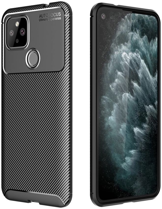 Google Pixel 4A 5G Hoesje Geborsteld Carbon Zwart afbeelding 1