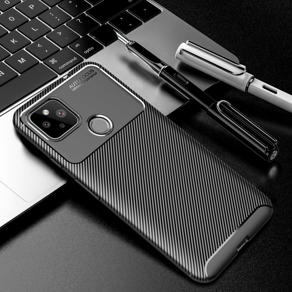 Google Pixel 4A 5G Hoesje Geborsteld Carbon Zwart afbeelding 3