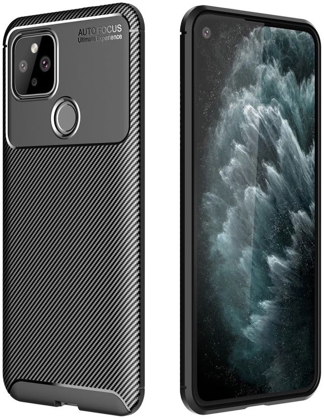 Google Pixel 5 Hoesje Geborsteld Carbon Zwart afbeelding 1
