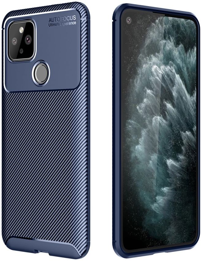 Google Pixel 5 Hoesje Geborsteld Carbon Blauw afbeelding 1
