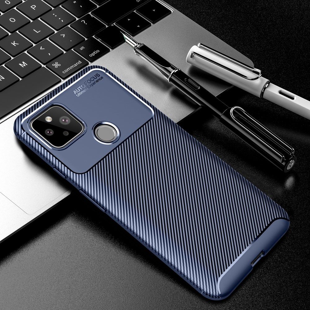 Google Pixel 5 Hoesje Geborsteld Carbon Blauw afbeelding 2