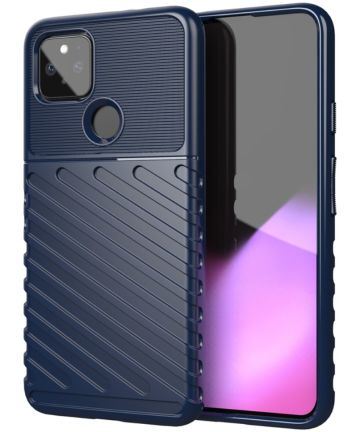 Google Pixel 4A 5G Twill Thunder Texture Back Cover Blauw Hoesjes