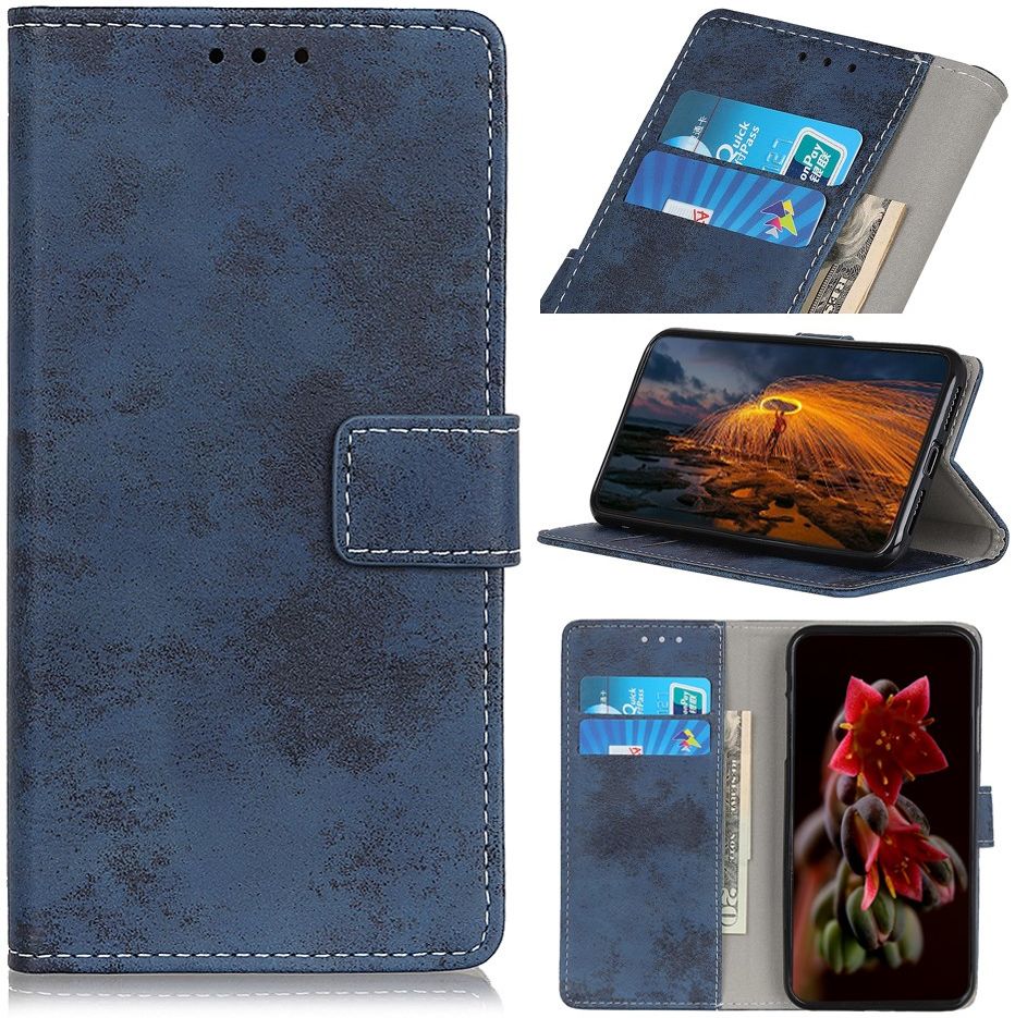 Google Pixel 5 Hoesje Portemonnee Kunstleer Blauw afbeelding 1