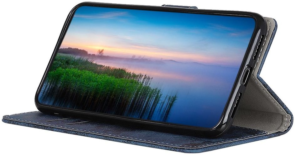 Google Pixel 5 Hoesje Portemonnee Kunstleer Blauw afbeelding 2