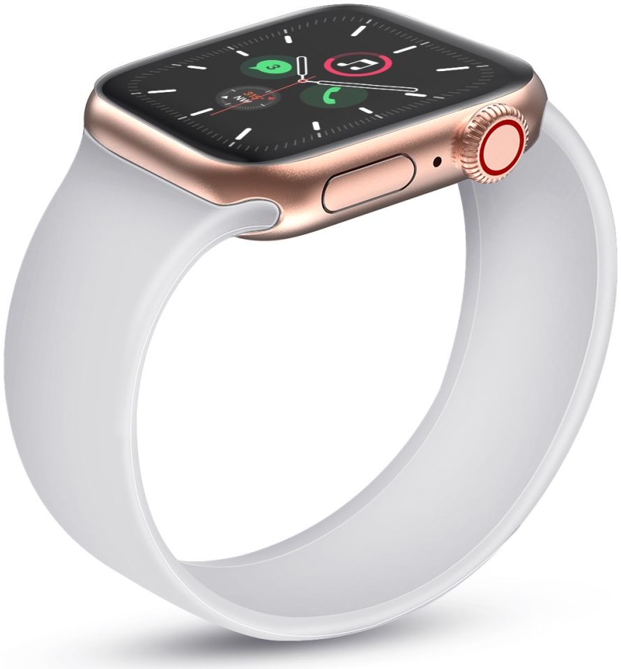 Apple Watch 45MM / 44MM / 42MM Bandje Solo Loop Siliconen Wit (Maat: L) afbeelding 3