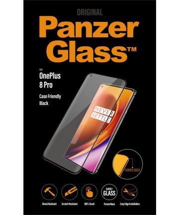 PanzerGlass OnePlus 8 Pro Screenprotector Case Friendly Zwart Screen Protectors
