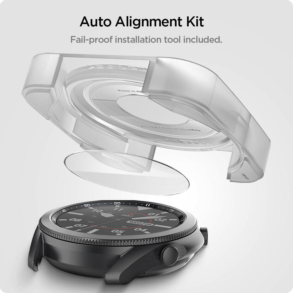 Spigen EZ Fit GLAS.tR SLIM Samsung Galaxy Watch 3 45MM Screenprotector afbeelding 2