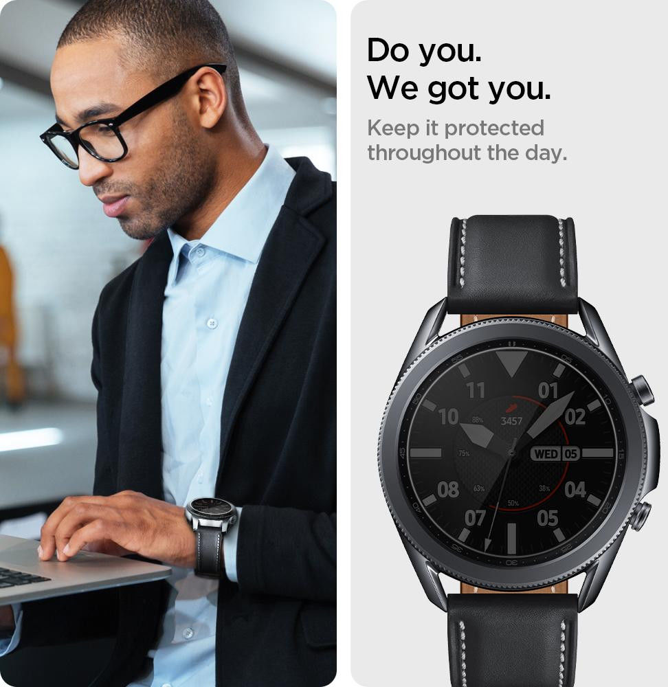 Spigen EZ Fit GLAS.tR SLIM Samsung Galaxy Watch 3 45MM Screenprotector afbeelding 7